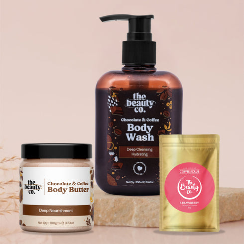 the beauty co Choco Coffee Winter Routine | 2 and Strawberry Coffee Body Scrub